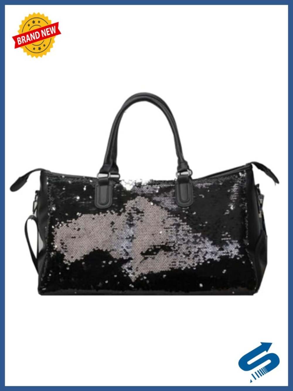 Large Sequin Travel Gym Duffel Shoulder Bag Wet Dry Compartment Shoe Pocket